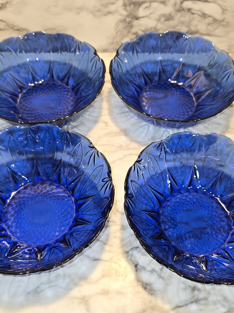 Avon Cobalt Blue Glass Dessert Bowls - Set of 4